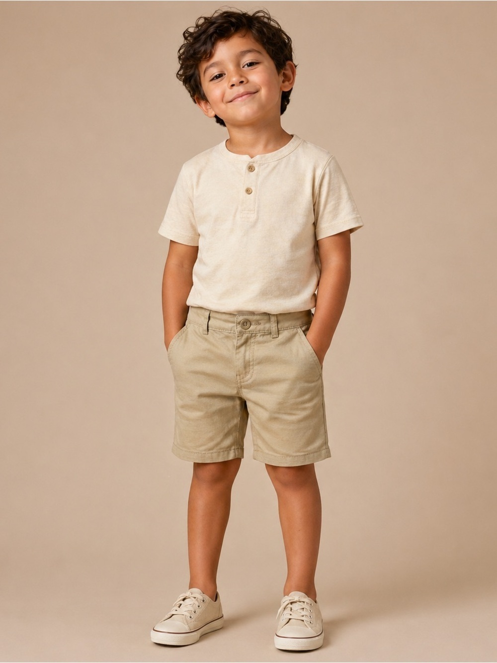 Cat & Jack Khaki Chino Shorts Toddler 3T Preppy Neutral Summer Essential